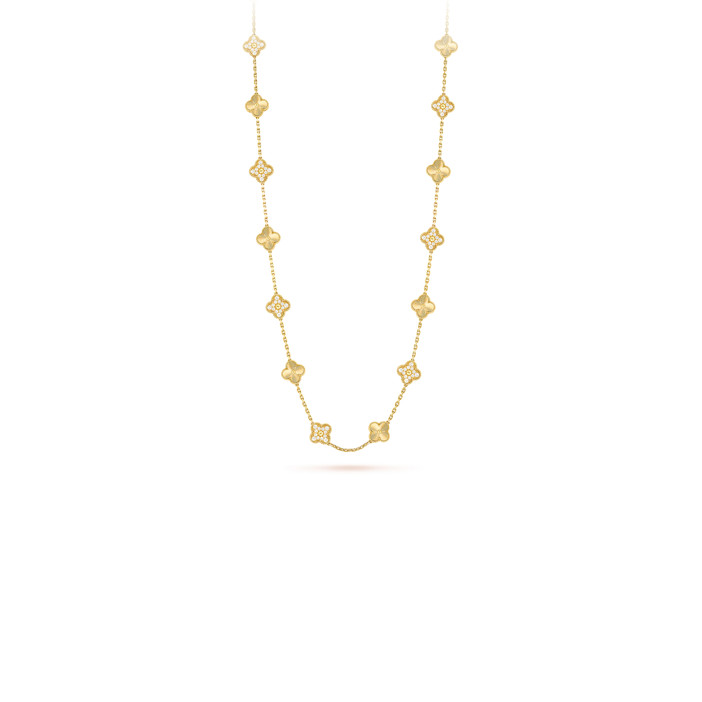 v*n cl*f arpels vintage alhambra long necklace, 20 motifs - yellow gold, Di*m*nd  vcarp4km00
